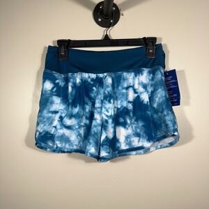 Champion Womens Running Shorts Blue‎ White Tie Dye Double Dry Athletic wear